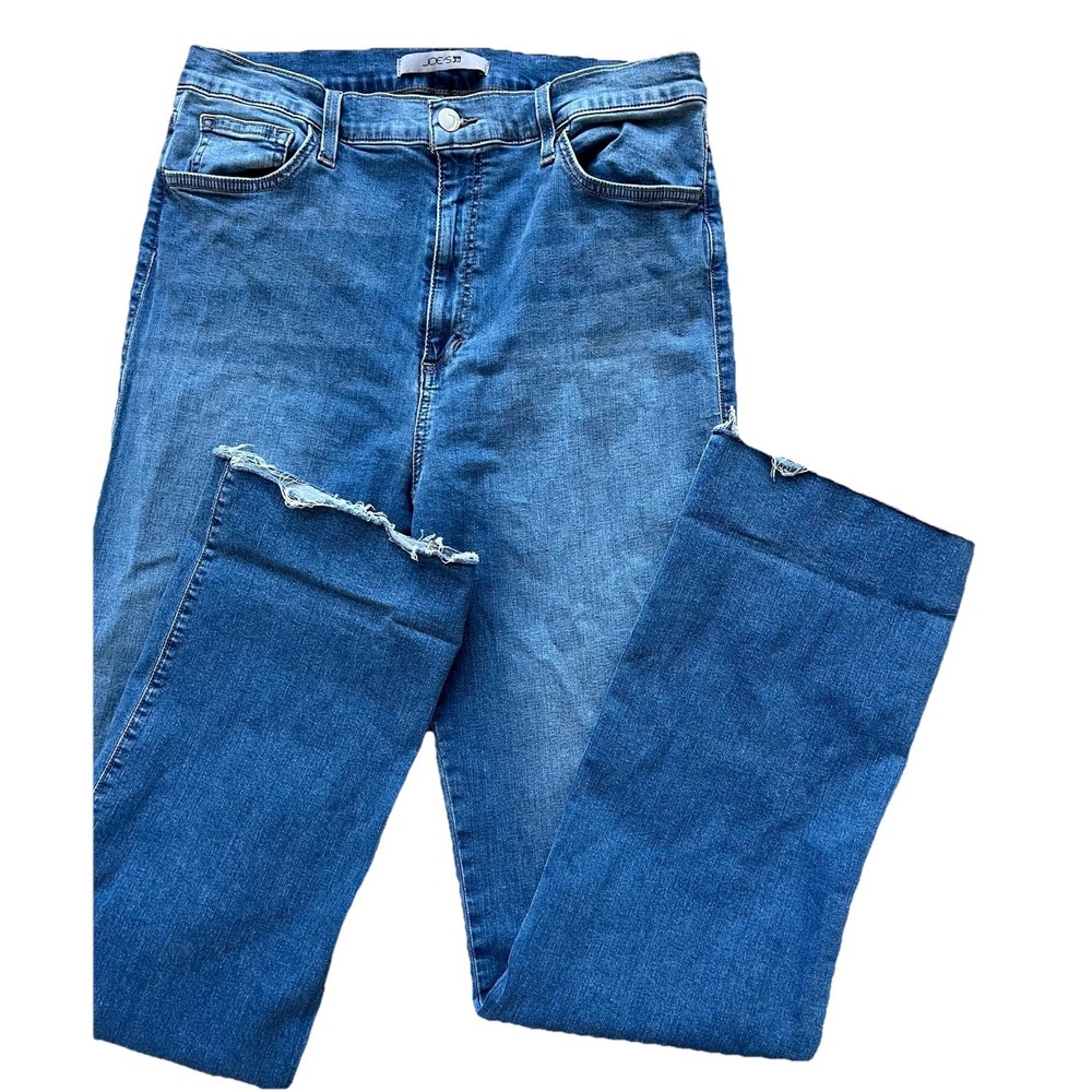 Joe's Jeans Women's 31 x 33 Wide Leg Raw Hem Stretch Denim Inseam 33 High Rise